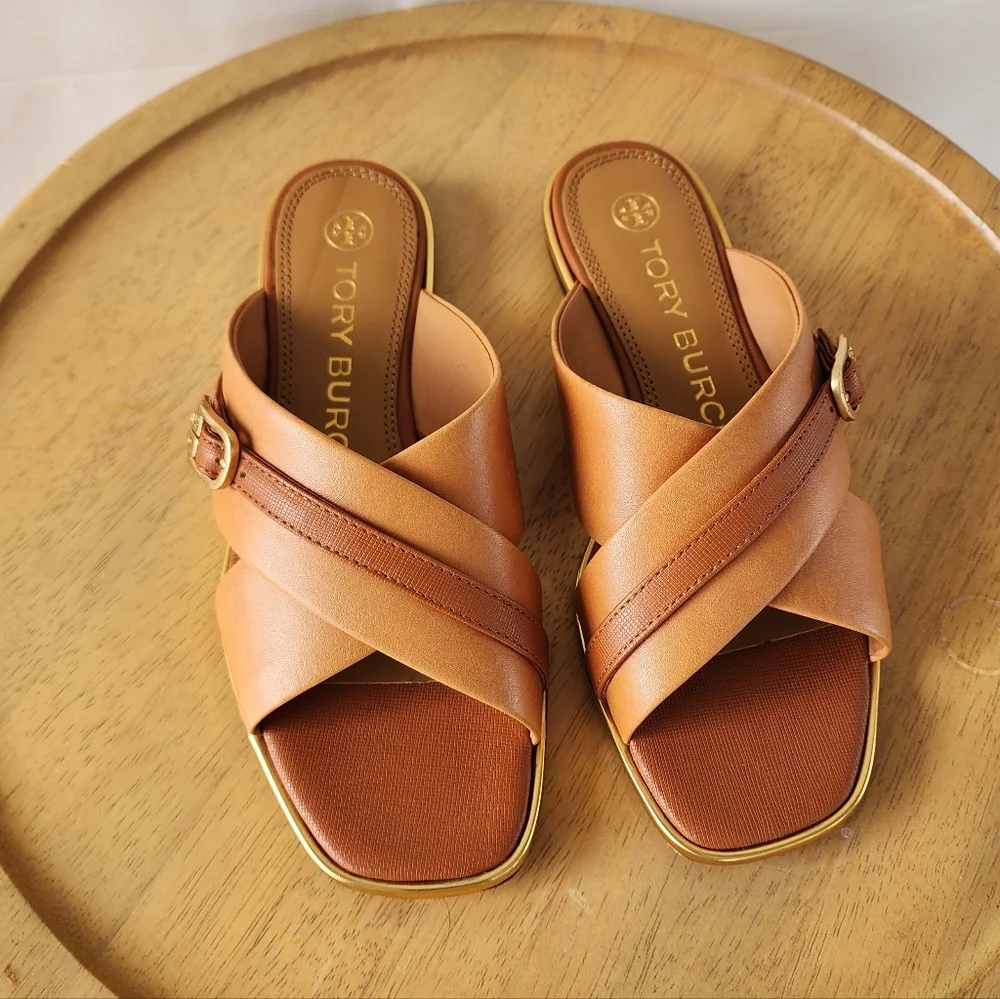 Tory Burch Delaney Ambra Sandals with Canvas Bag